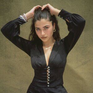 Realisation Par Kaia Top Black Floral Jacquard